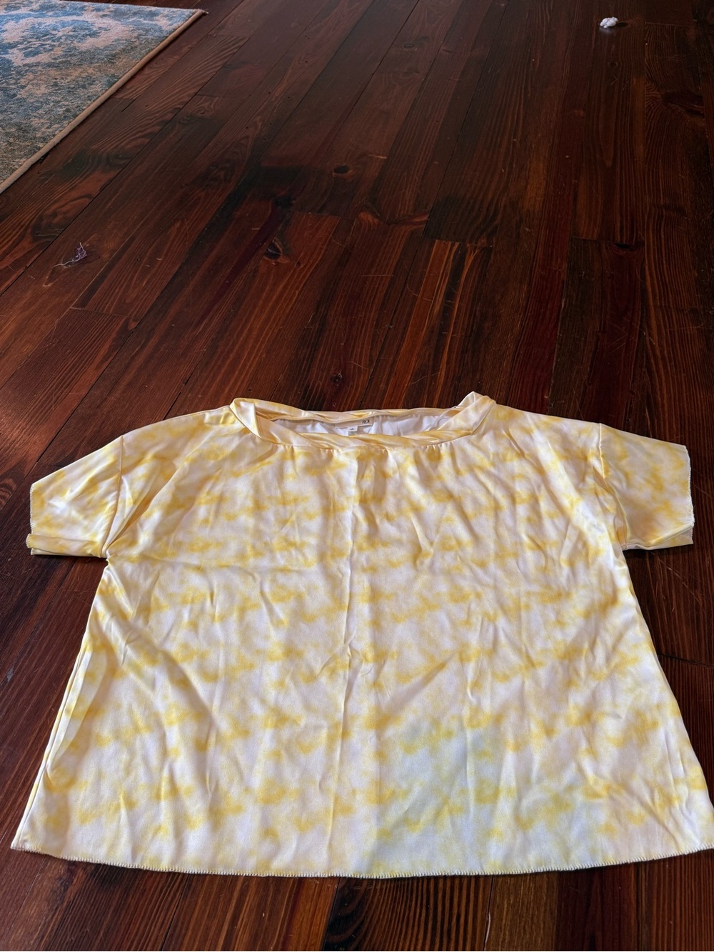 Women's Yellow Tie-Dye Short Sleeve Top